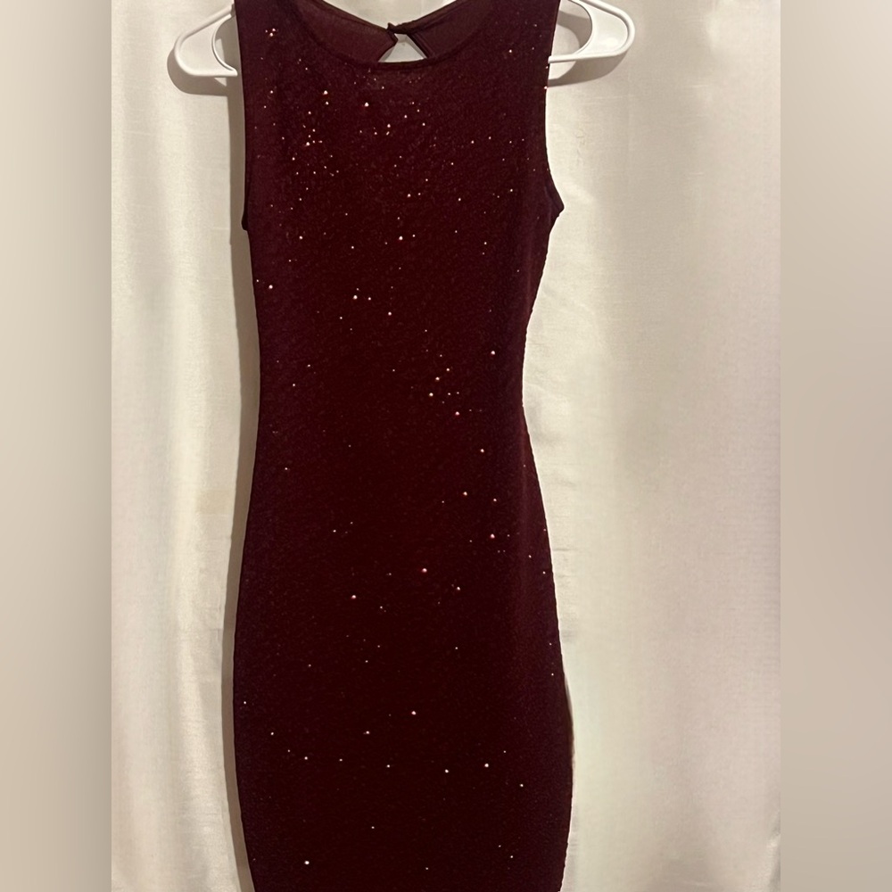 Windsor Burgundy Sparkle Mini Dress
